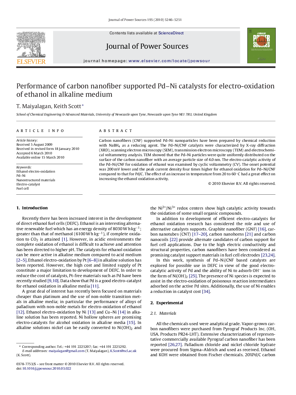 Performance of carbon nanofiber supported Pd–Ni catalysts for electro-oxidation of ethanol in alkaline medium