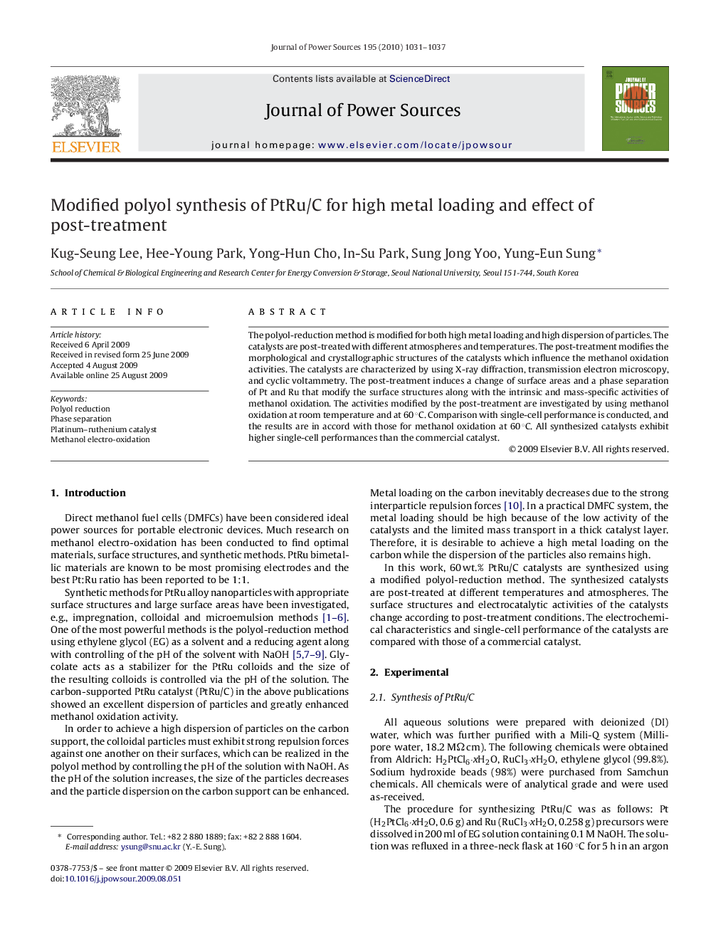 Modified polyol synthesis of PtRu/C for high metal loading and effect of post-treatment