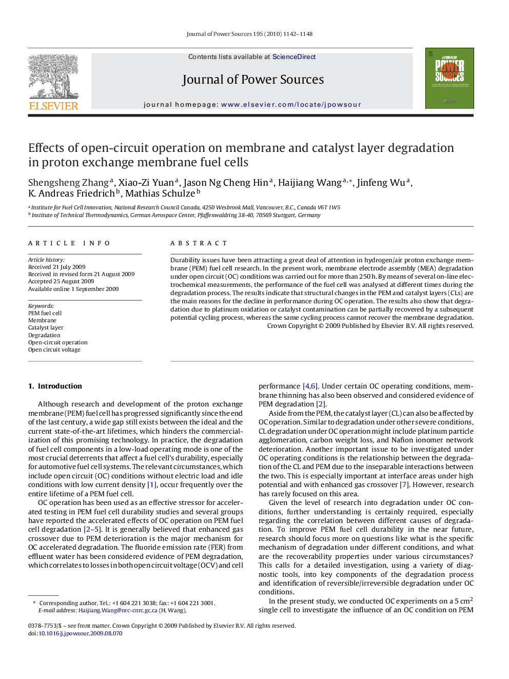 Effects of open-circuit operation on membrane and catalyst layer degradation in proton exchange membrane fuel cells