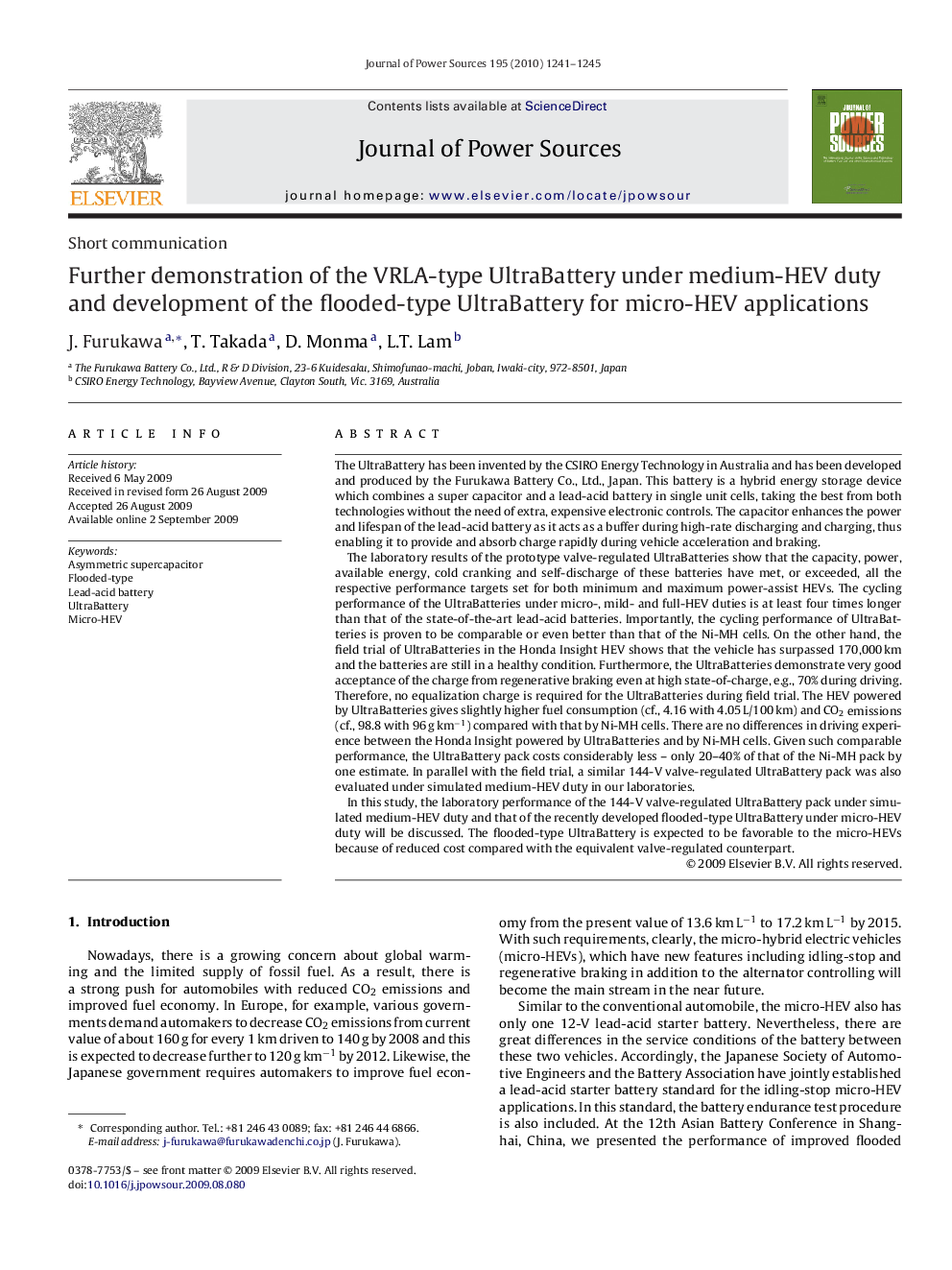 Further demonstration of the VRLA-type UltraBattery under medium-HEV duty and development of the flooded-type UltraBattery for micro-HEV applications