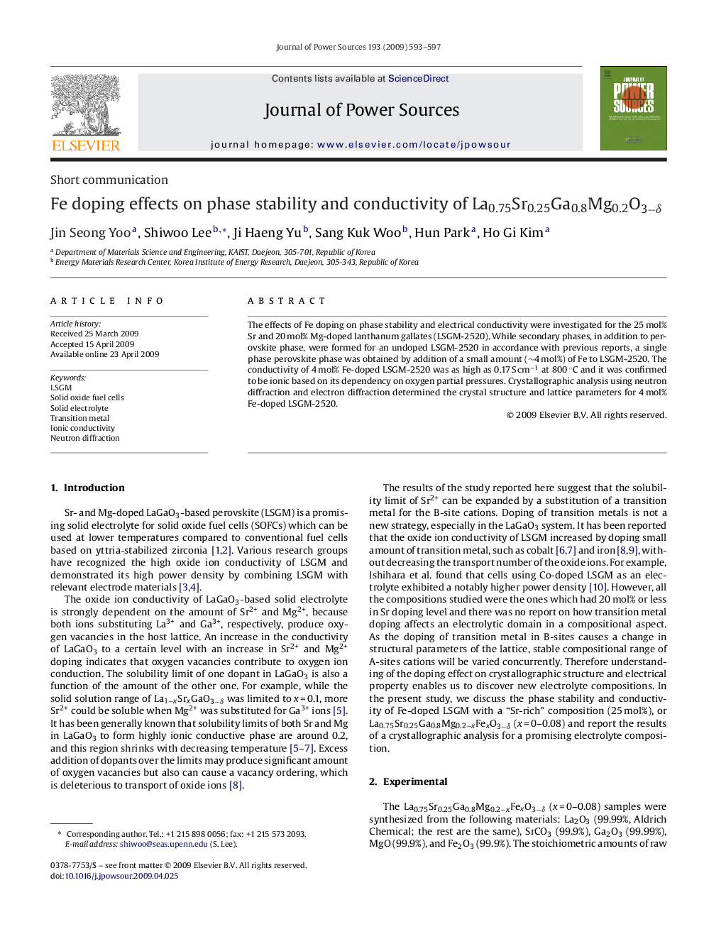 Fe doping effects on phase stability and conductivity of La0.75Sr0.25Ga0.8Mg0.2O3−δ