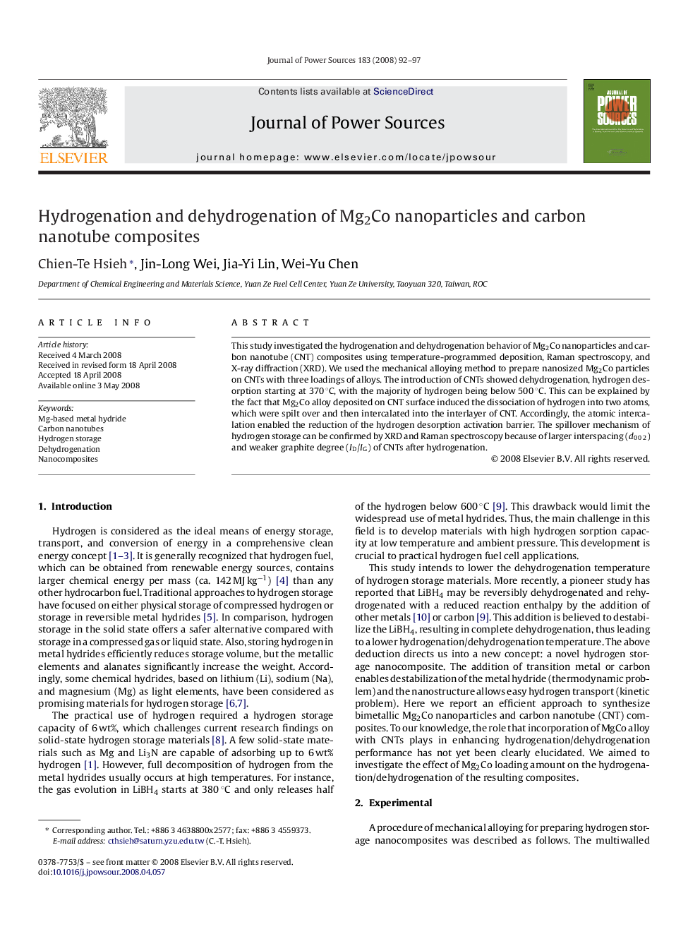 Hydrogenation and dehydrogenation of Mg2Co nanoparticles and carbon nanotube composites