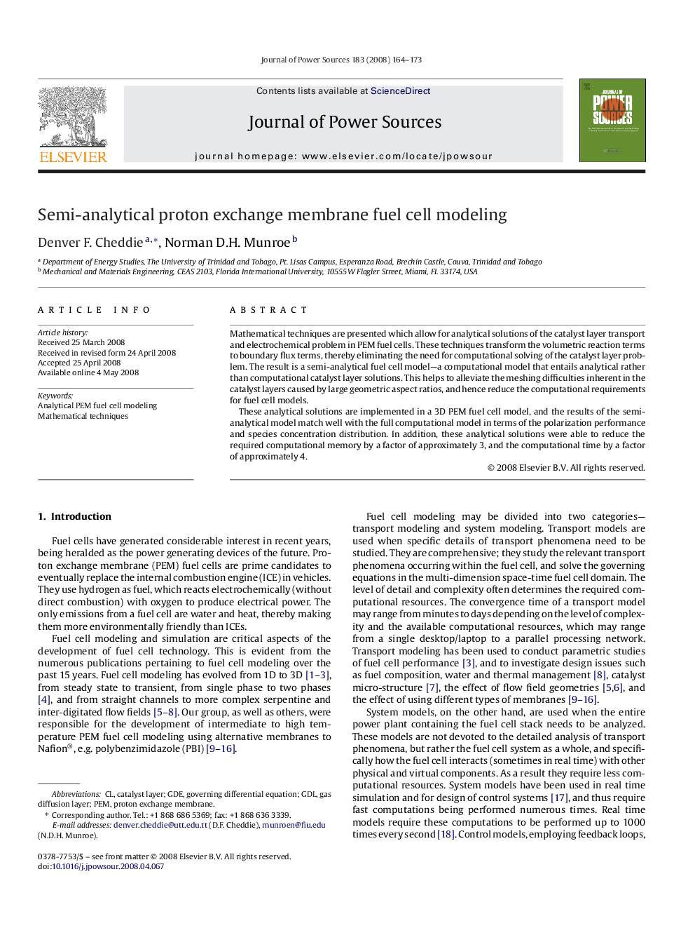 Semi-analytical proton exchange membrane fuel cell modeling