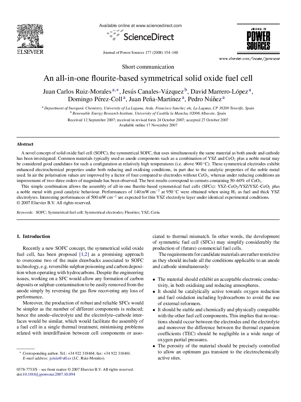 An all-in-one flourite-based symmetrical solid oxide fuel cell