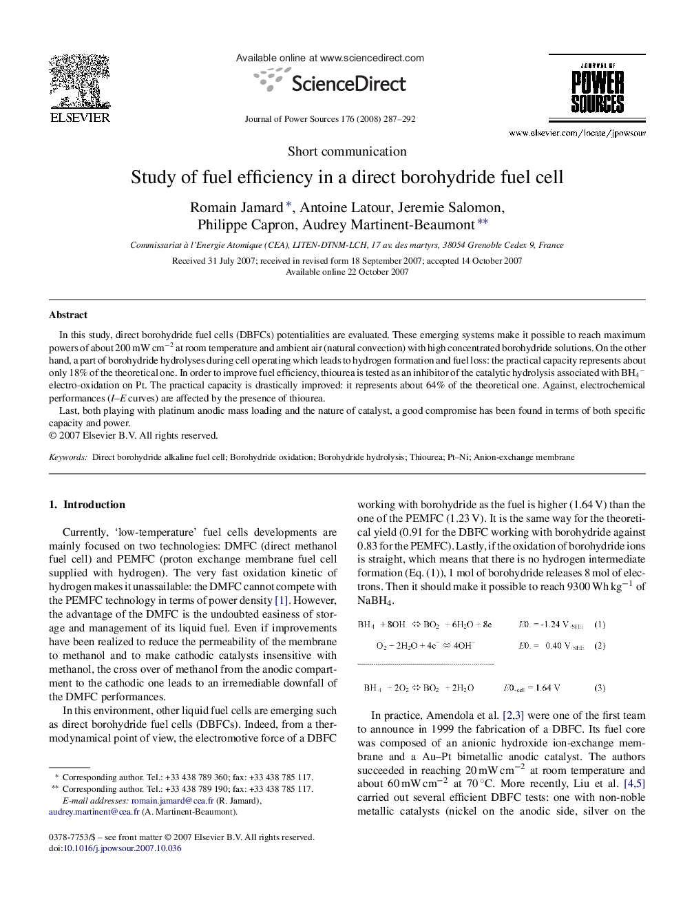 Study of fuel efficiency in a direct borohydride fuel cell