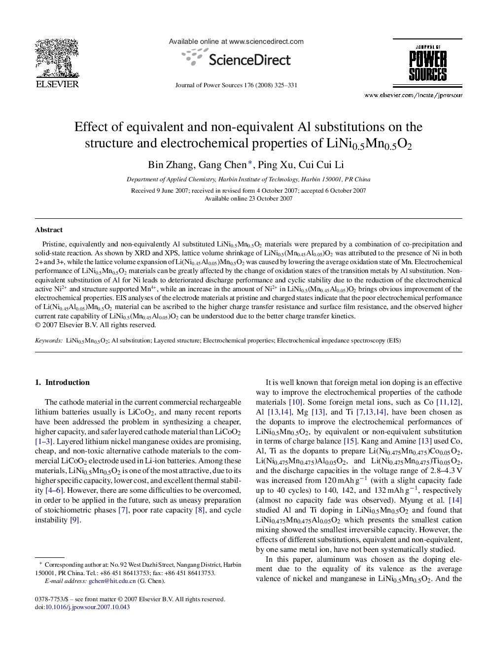 Effect of equivalent and non-equivalent Al substitutions on the structure and electrochemical properties of LiNi0.5Mn0.5O2