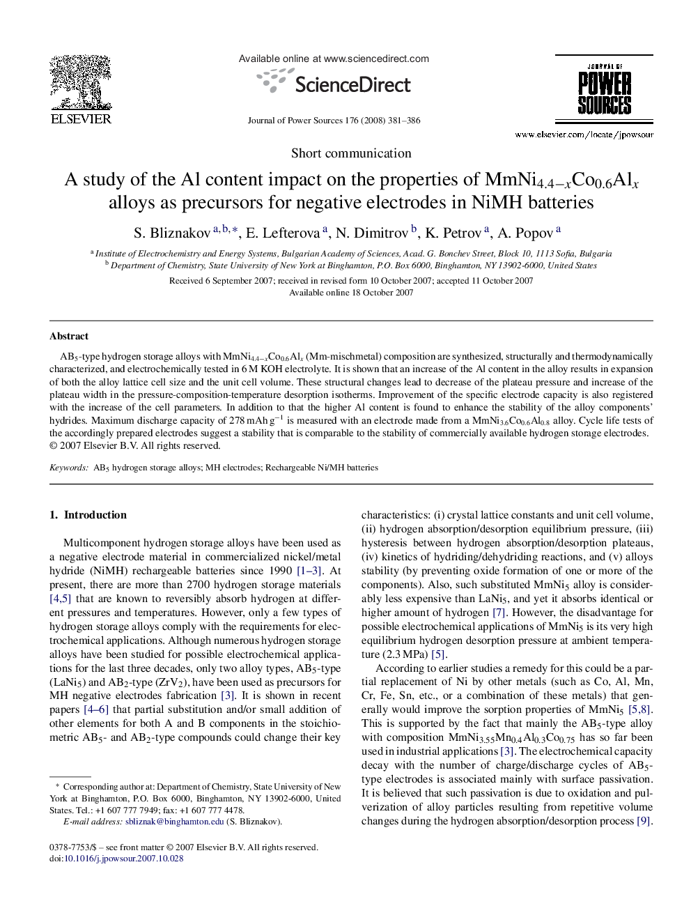 A study of the Al content impact on the properties of MmNi4.4−xCo0.6Alx alloys as precursors for negative electrodes in NiMH batteries