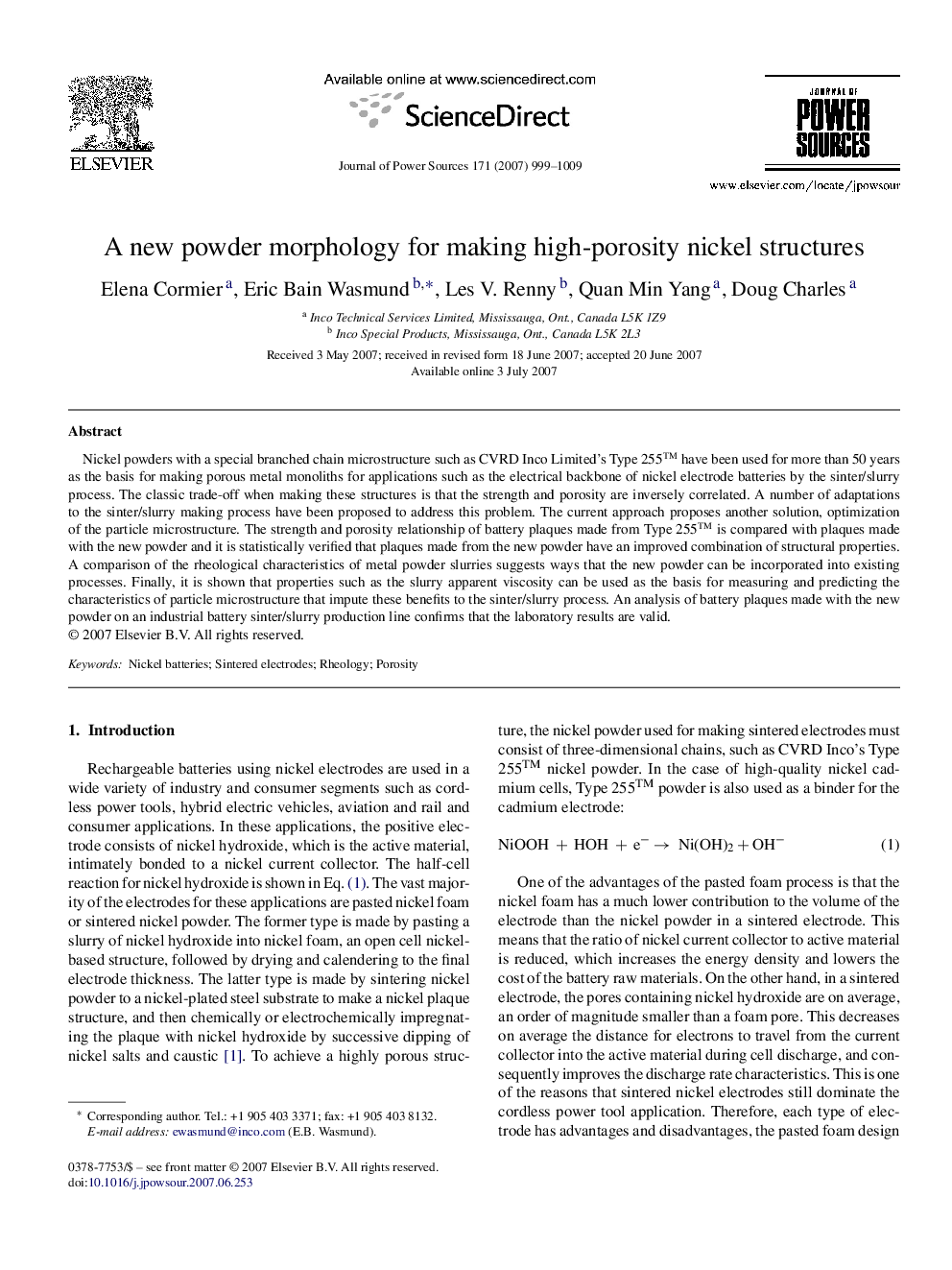 A new powder morphology for making high-porosity nickel structures