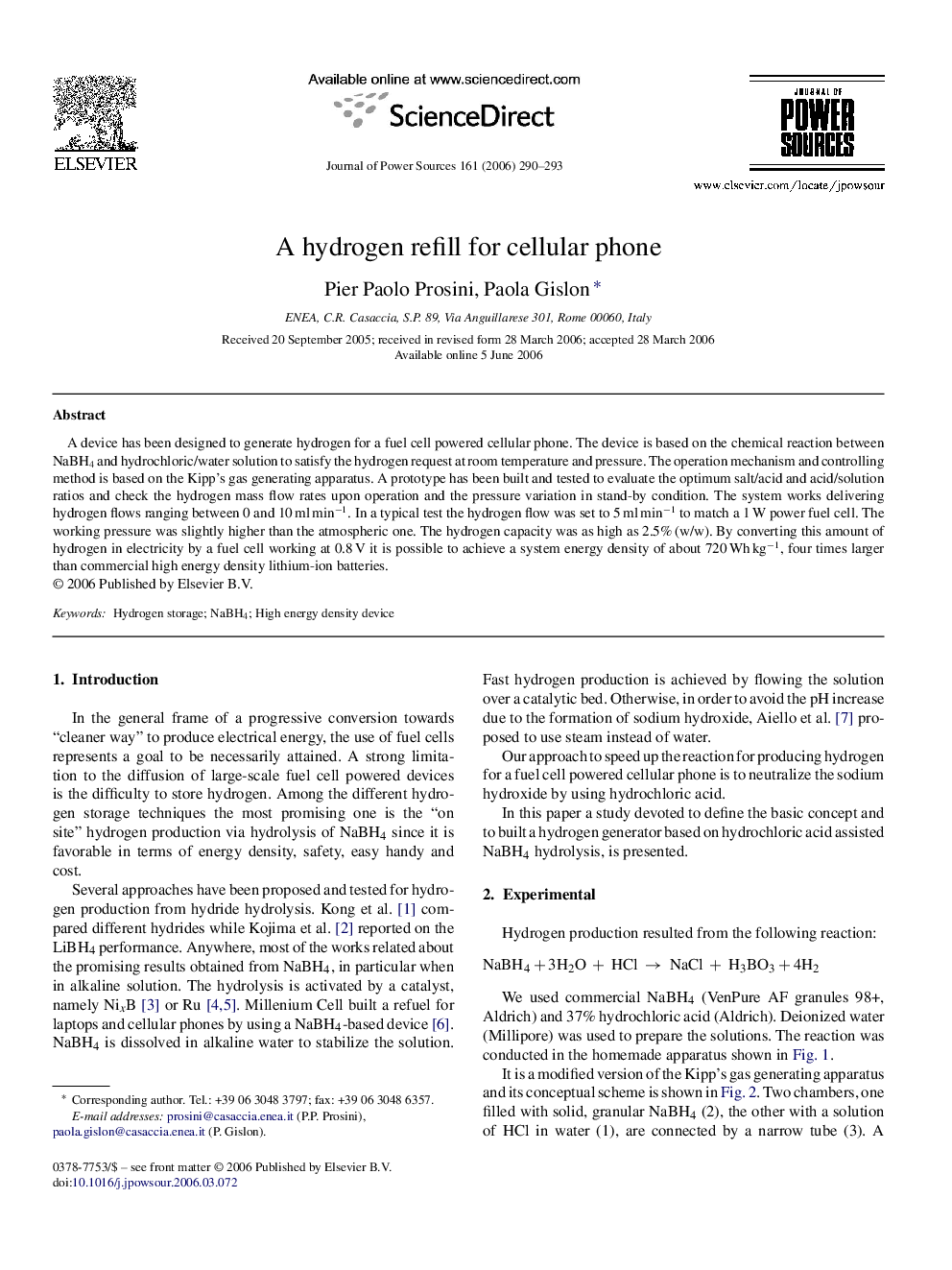 A hydrogen refill for cellular phone