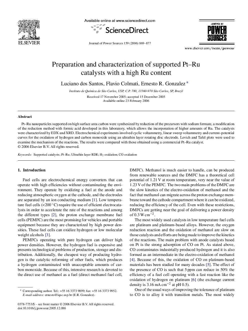 Preparation and characterization of supported Pt–Ru catalysts with a high Ru content