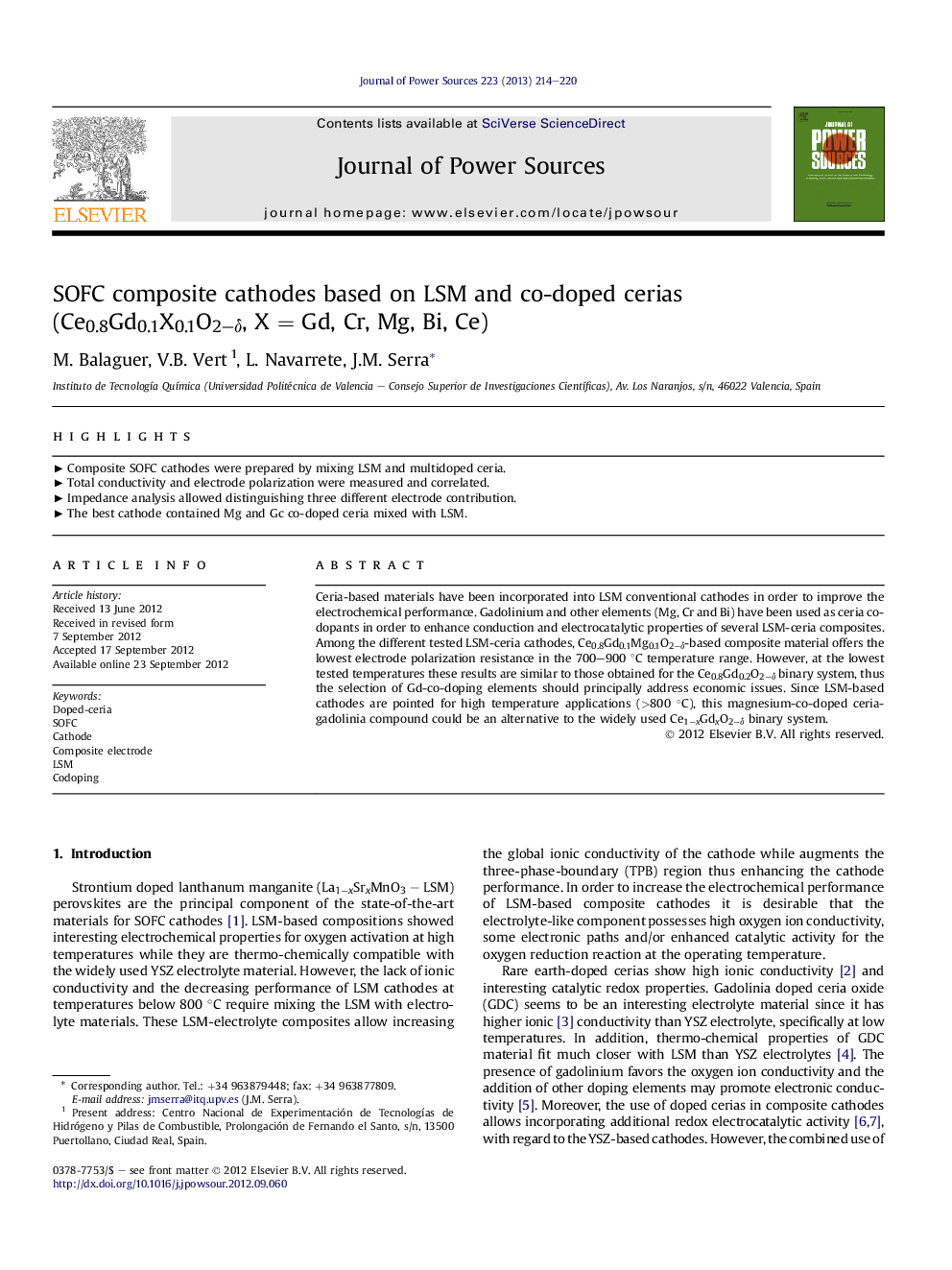 SOFC composite cathodes based on LSM and co-doped cerias (Ce0.8Gd0.1X0.1O2–δ, X = Gd, Cr, Mg, Bi, Ce)