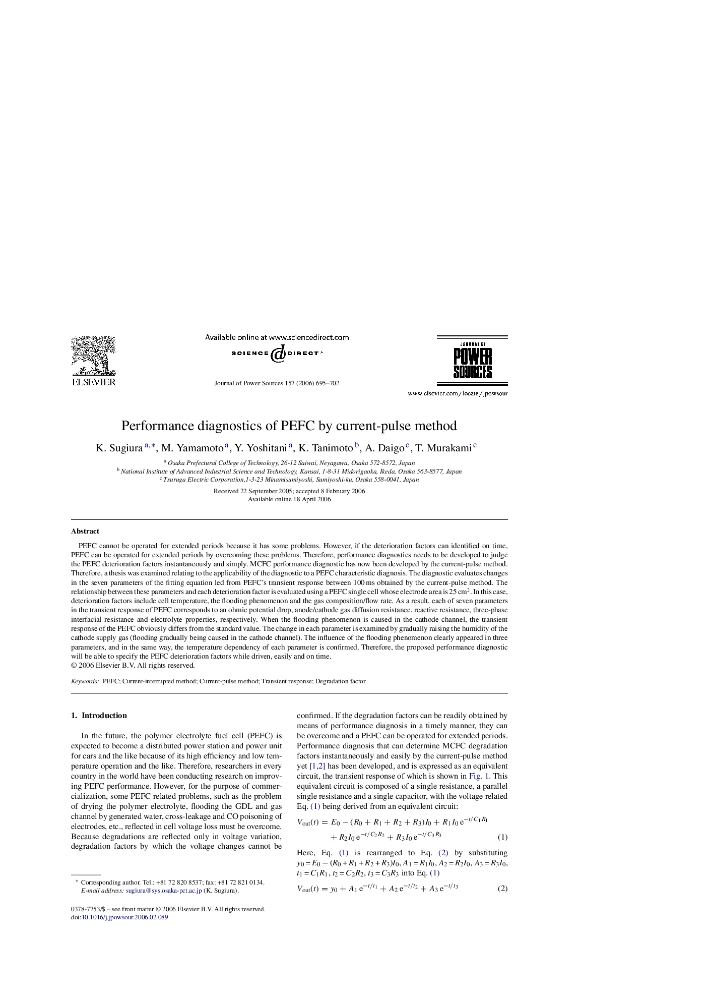 Performance diagnostics of PEFC by current-pulse method