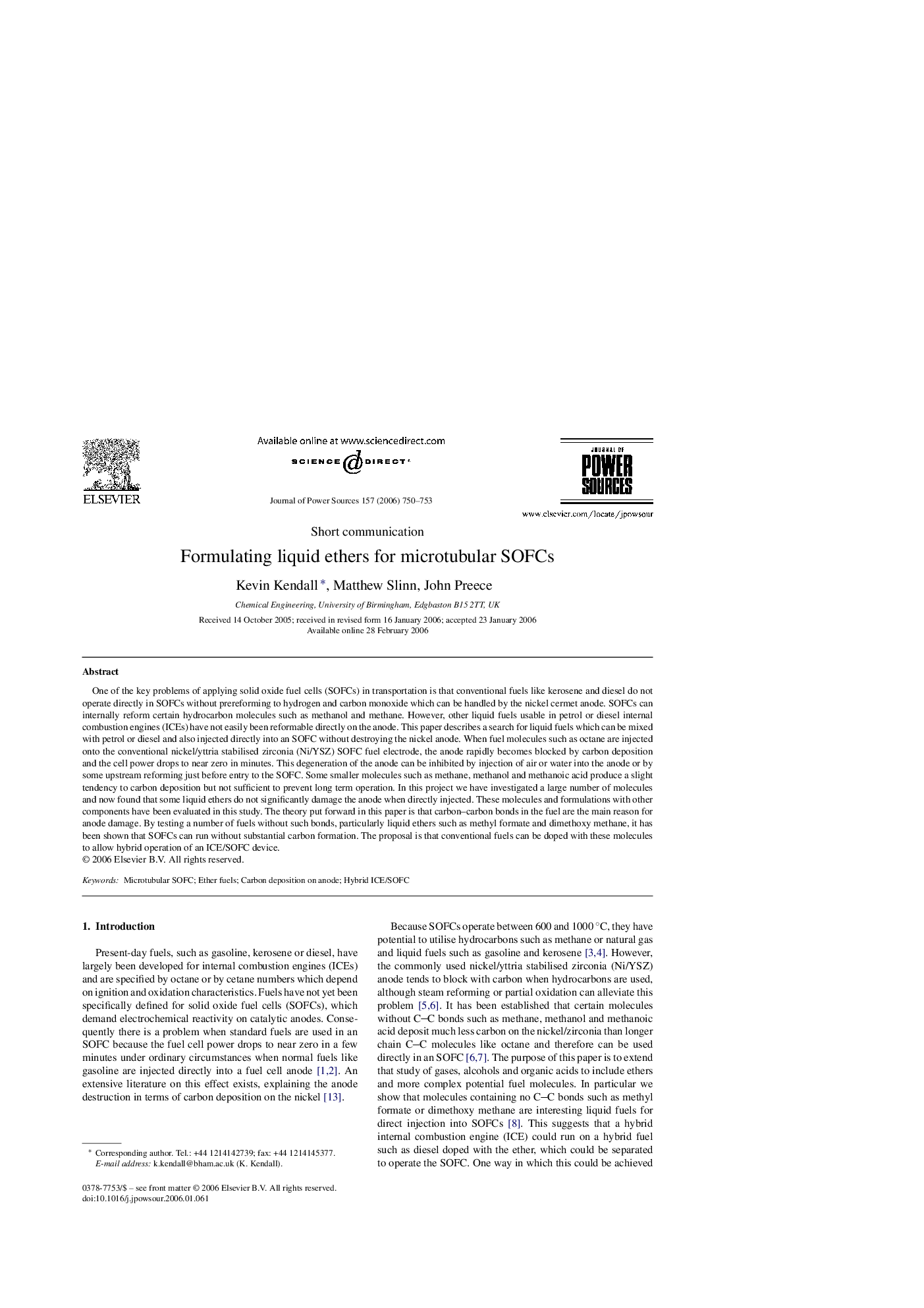 Formulating liquid ethers for microtubular SOFCs