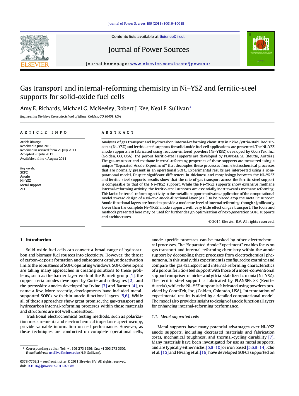 Gas transport and internal-reforming chemistry in Ni-YSZ and ferritic-steel supports for solid-oxide fuel cells