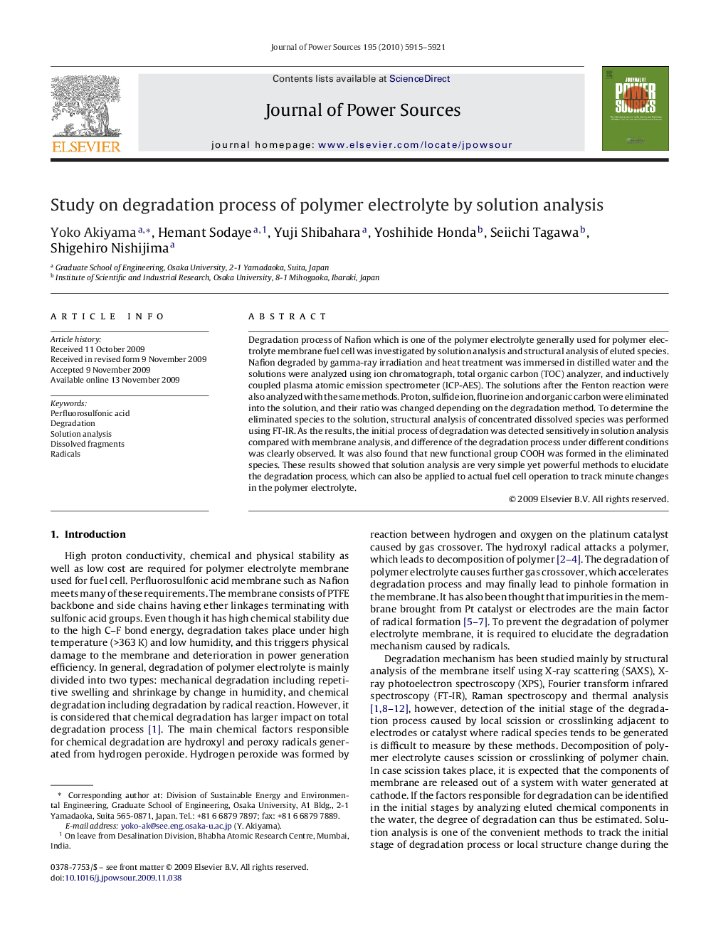 Study on degradation process of polymer electrolyte by solution analysis