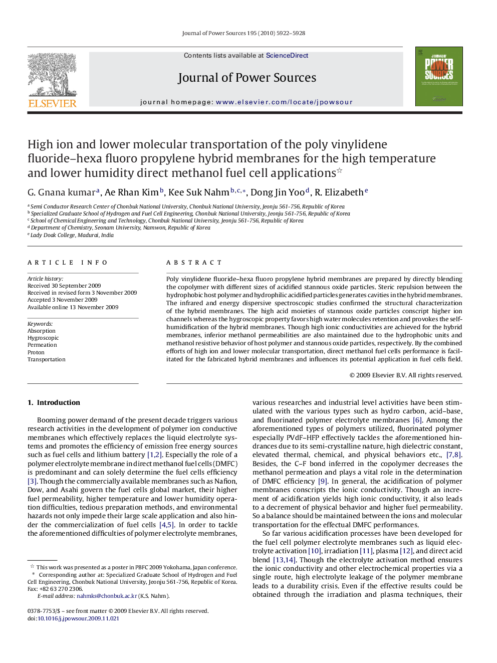 High ion and lower molecular transportation of the poly vinylidene fluoride–hexa fluoro propylene hybrid membranes for the high temperature and lower humidity direct methanol fuel cell applications 