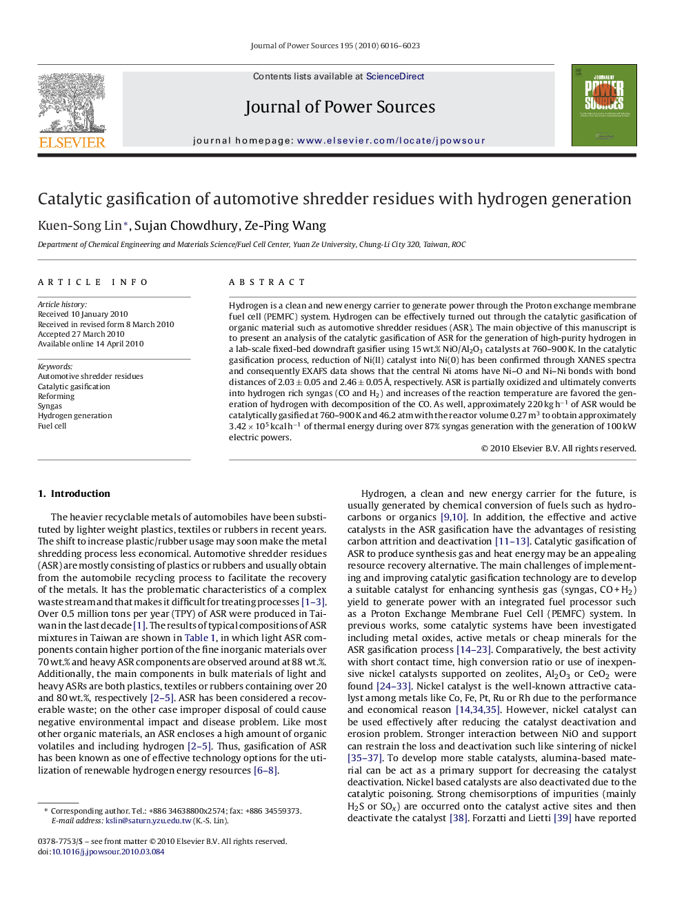 Catalytic gasification of automotive shredder residues with hydrogen generation