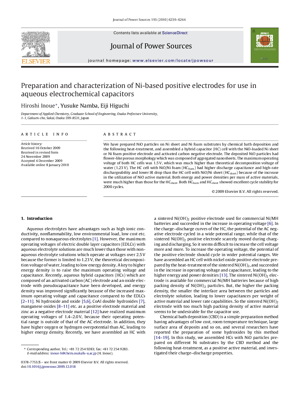 Preparation and characterization of Ni-based positive electrodes for use in aqueous electrochemical capacitors