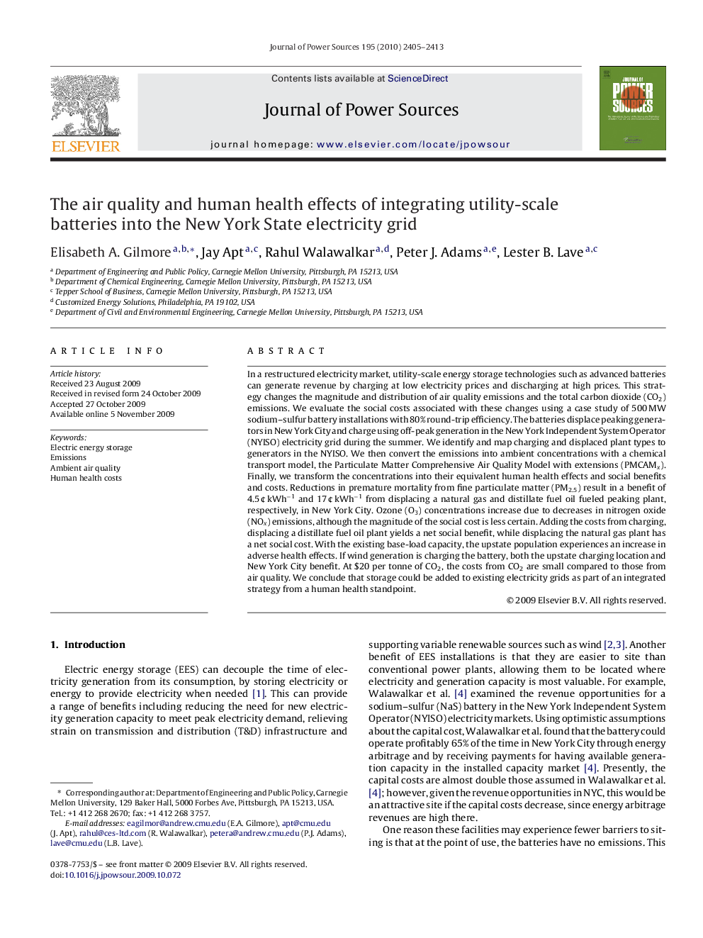 The air quality and human health effects of integrating utility-scale batteries into the New York State electricity grid