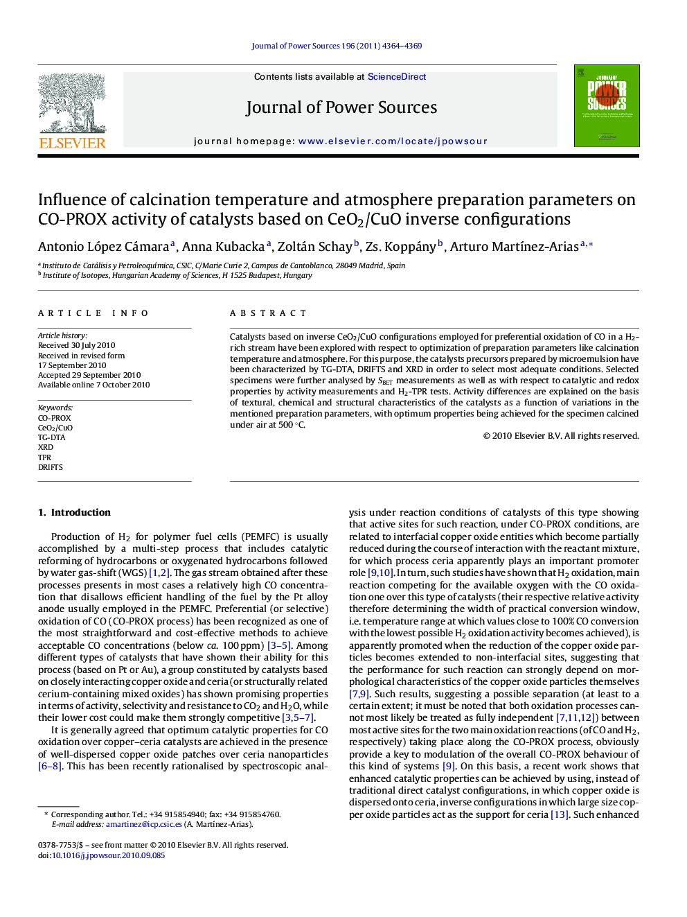 Influence of calcination temperature and atmosphere preparation parameters on CO-PROX activity of catalysts based on CeO2/CuO inverse configurations