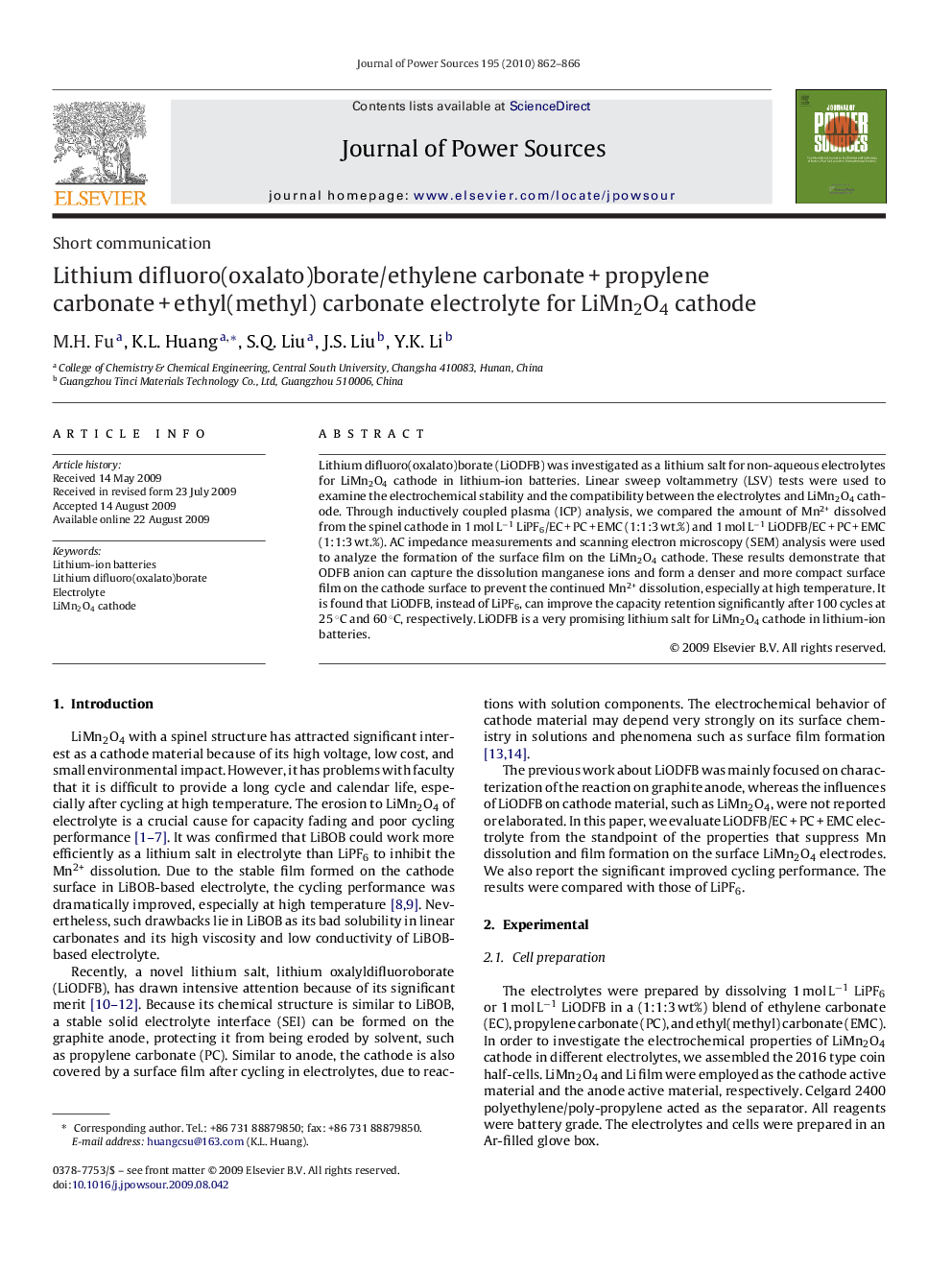 Lithium difluoro(oxalato)borate/ethylene carbonate + propylene carbonate + ethyl(methyl) carbonate electrolyte for LiMn2O4 cathode