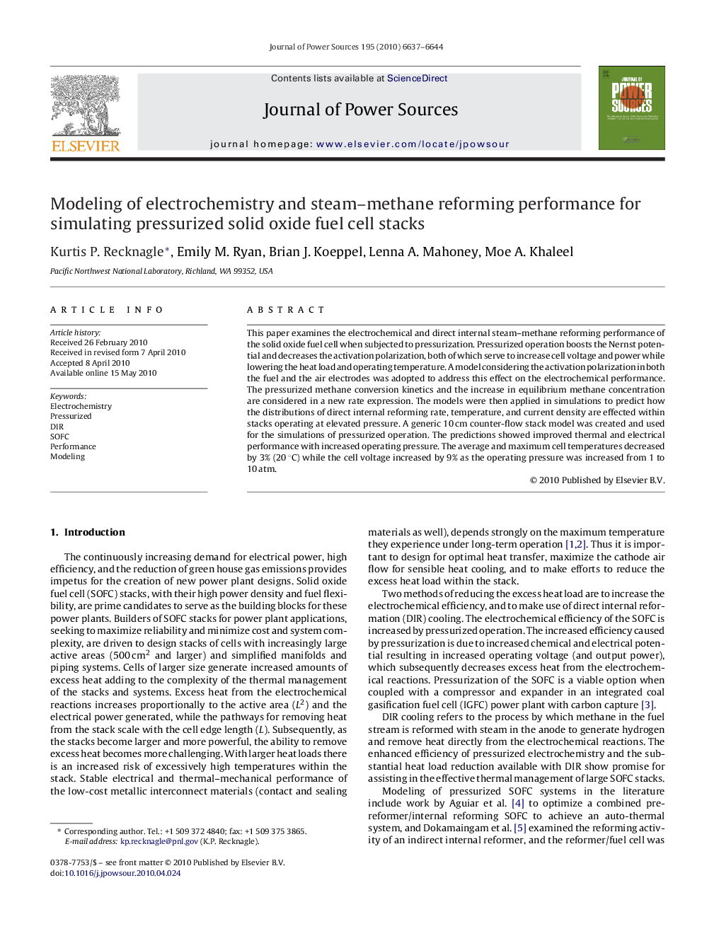 Modeling of electrochemistry and steam–methane reforming performance for simulating pressurized solid oxide fuel cell stacks