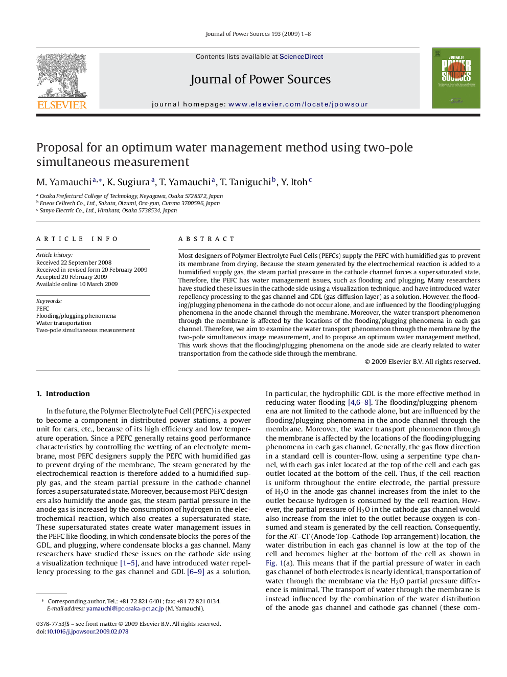 Proposal for an optimum water management method using two-pole simultaneous measurement