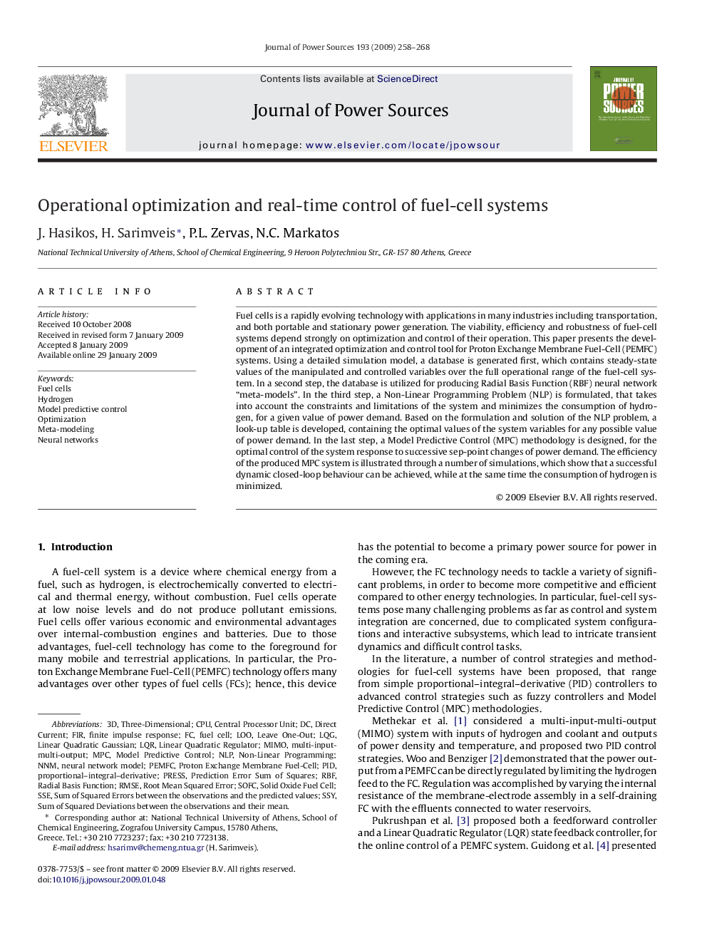 Operational optimization and real-time control of fuel-cell systems