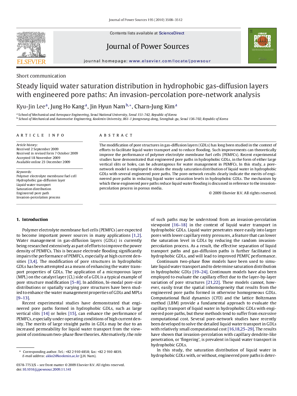 Steady liquid water saturation distribution in hydrophobic gas-diffusion layers with engineered pore paths: An invasion-percolation pore-network analysis