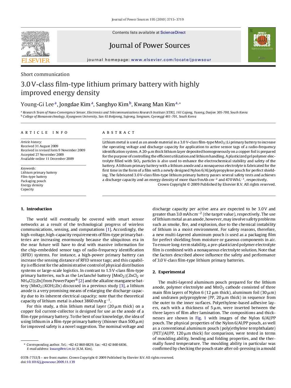 3.0 V-class film-type lithium primary battery with highly improved energy density