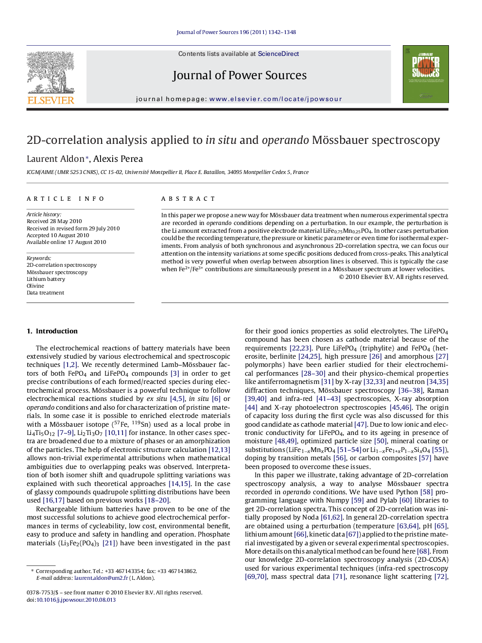 2D-correlation analysis applied to in situ and operando Mössbauer spectroscopy