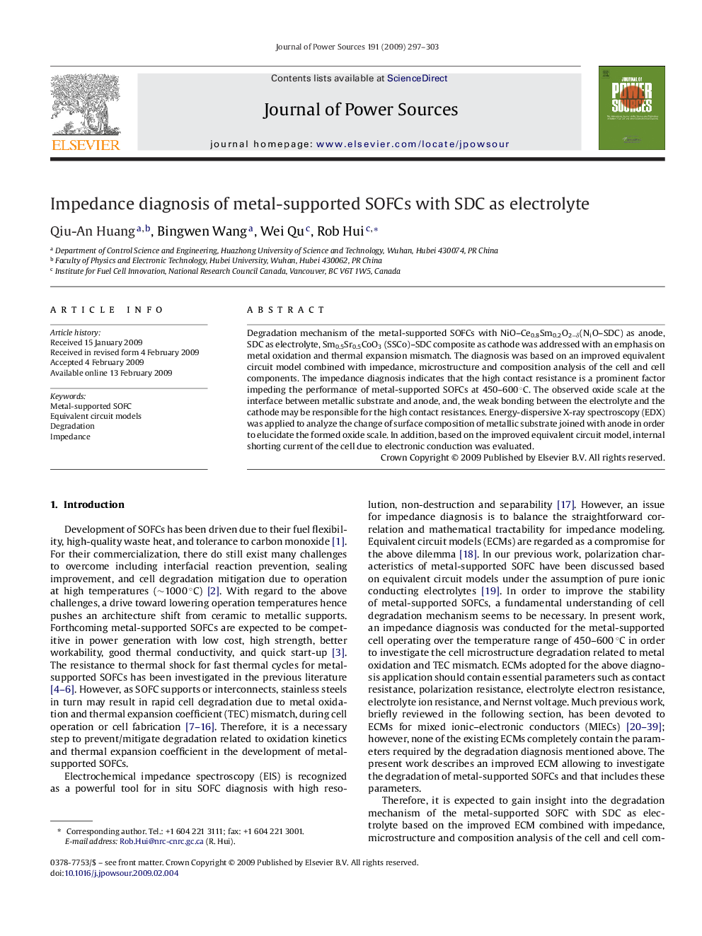 Impedance diagnosis of metal-supported SOFCs with SDC as electrolyte