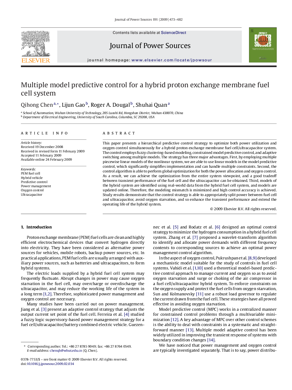 Multiple model predictive control for a hybrid proton exchange membrane fuel cell system