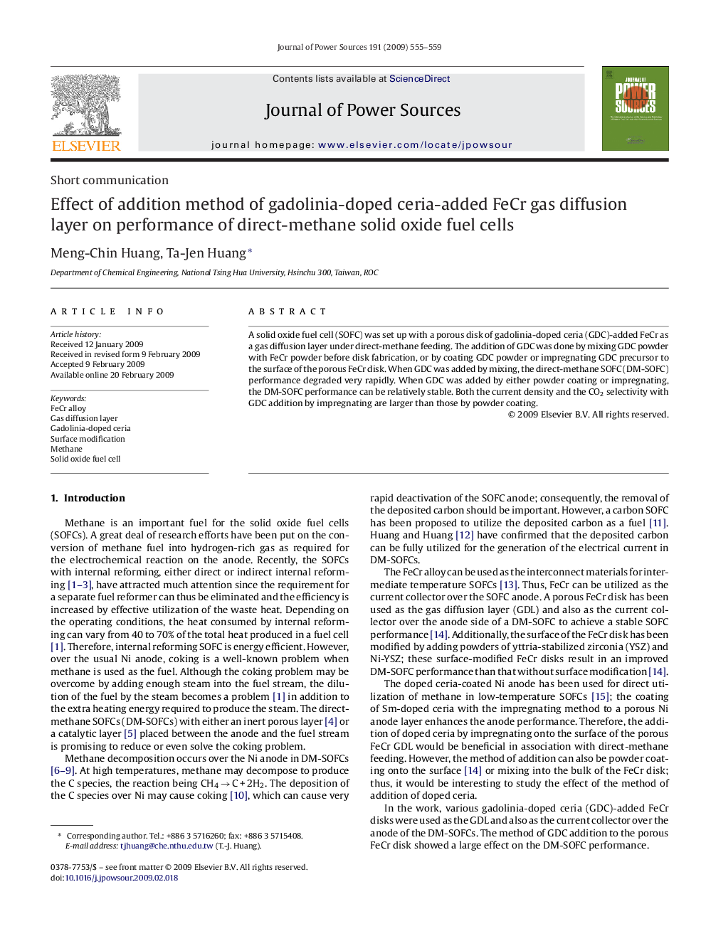 Effect of addition method of gadolinia-doped ceria-added FeCr gas diffusion layer on performance of direct-methane solid oxide fuel cells