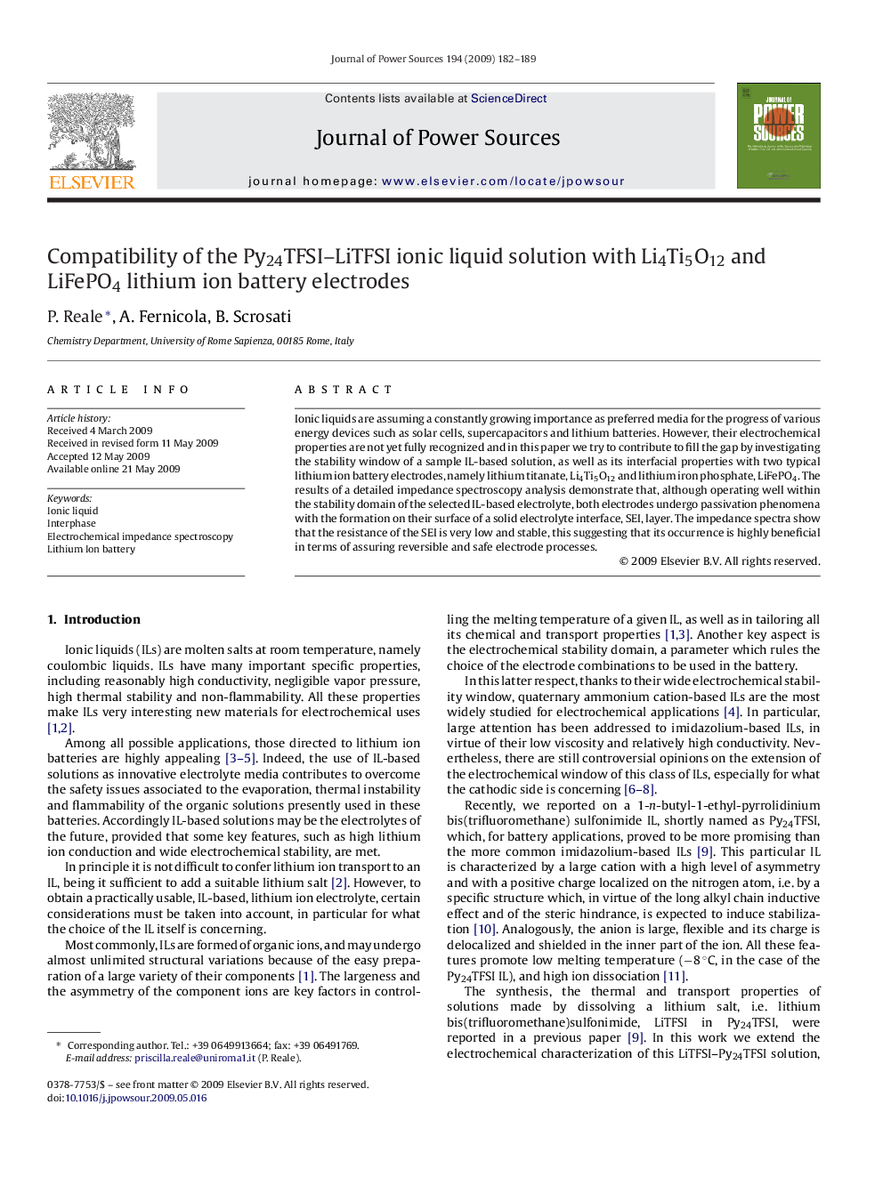 Compatibility of the Py24TFSI–LiTFSI ionic liquid solution with Li4Ti5O12 and LiFePO4 lithium ion battery electrodes