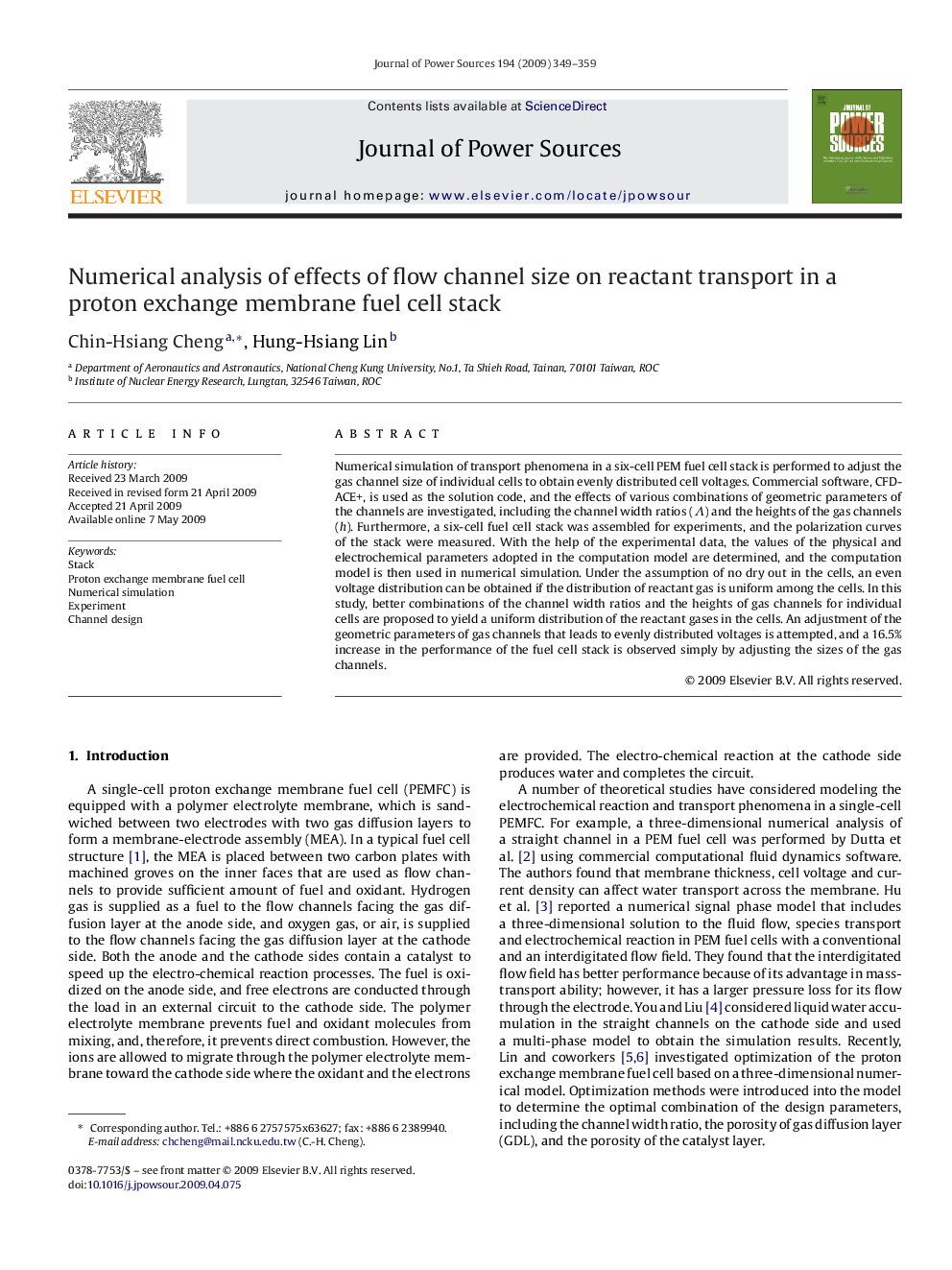 Numerical analysis of effects of flow channel size on reactant transport in a proton exchange membrane fuel cell stack