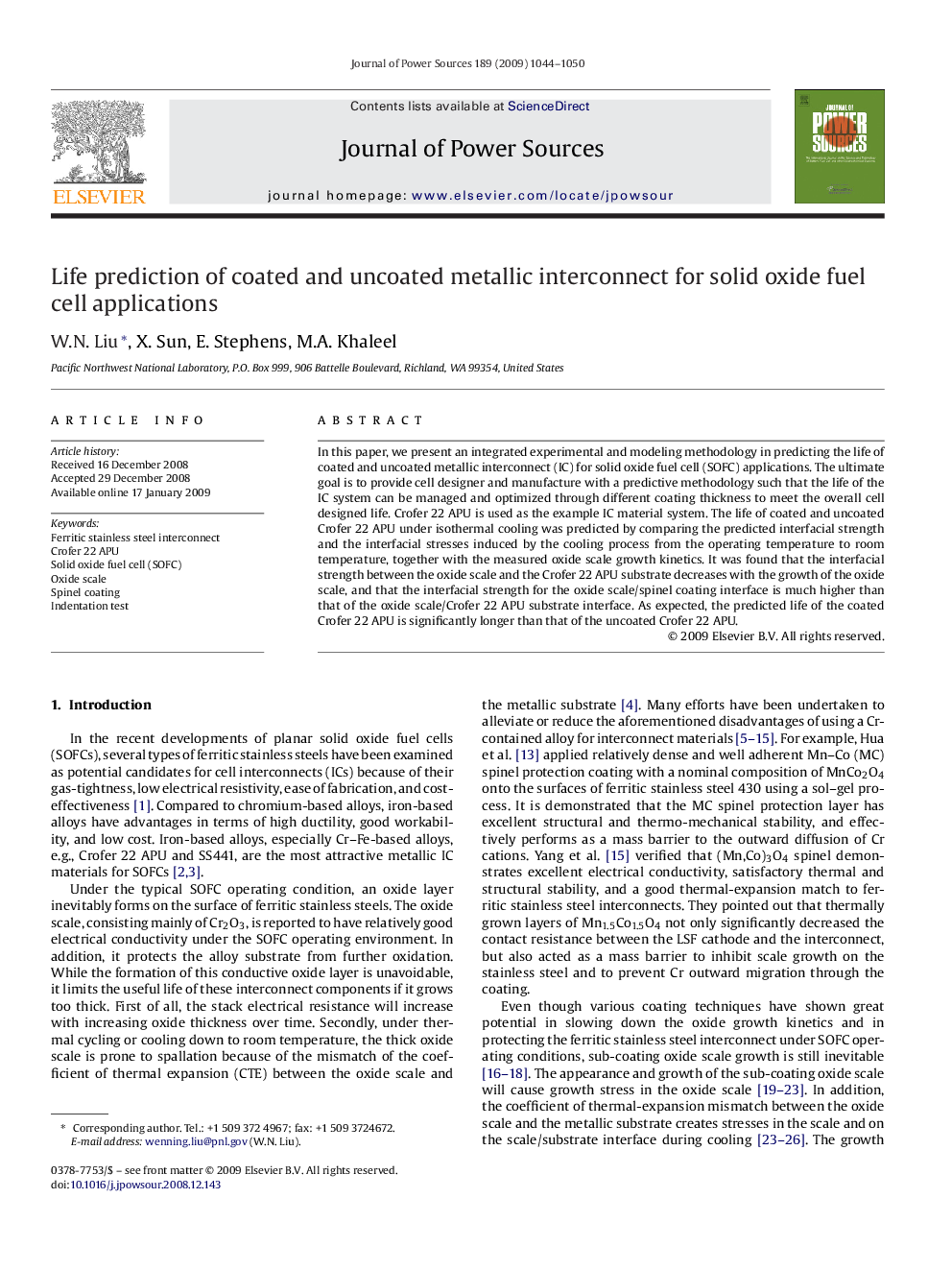 Life prediction of coated and uncoated metallic interconnect for solid oxide fuel cell applications