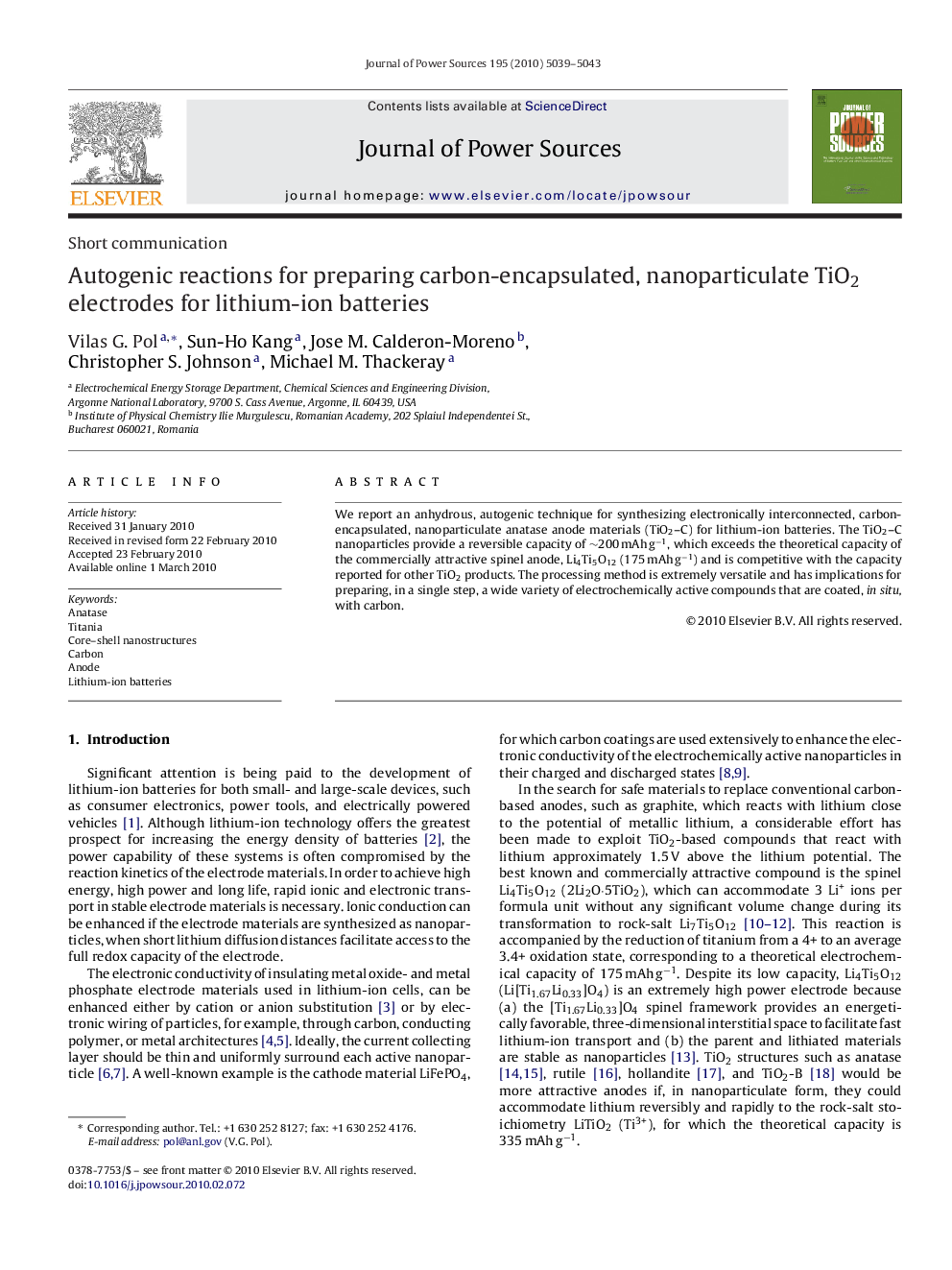 Autogenic reactions for preparing carbon-encapsulated, nanoparticulate TiO2 electrodes for lithium-ion batteries