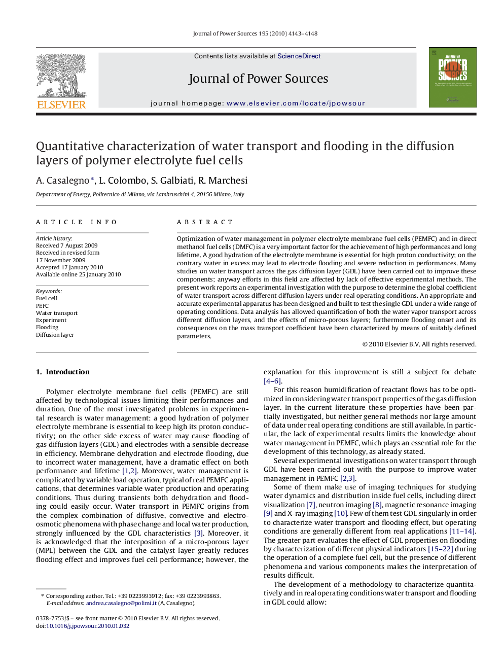 عکس صفحه اول مقاله: Quantitative characterization of water transport and flooding in the diffusion layers of polymer electrolyte fuel cells Quantitative characterization of water transport and flooding in the diffusion layers of polymer electrolyte fuel cells