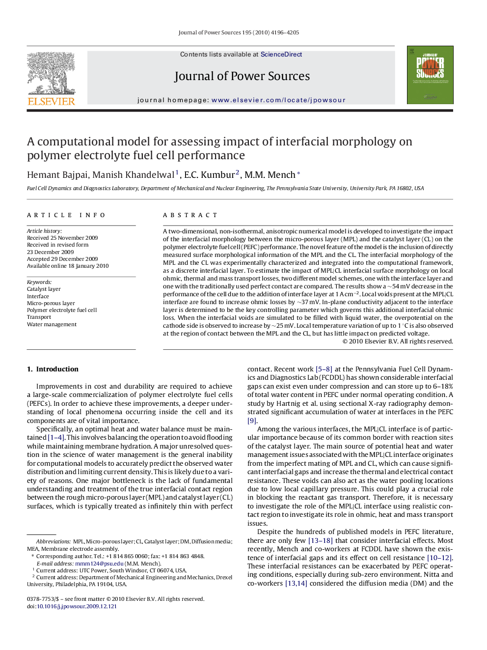 A computational model for assessing impact of interfacial morphology on polymer electrolyte fuel cell performance