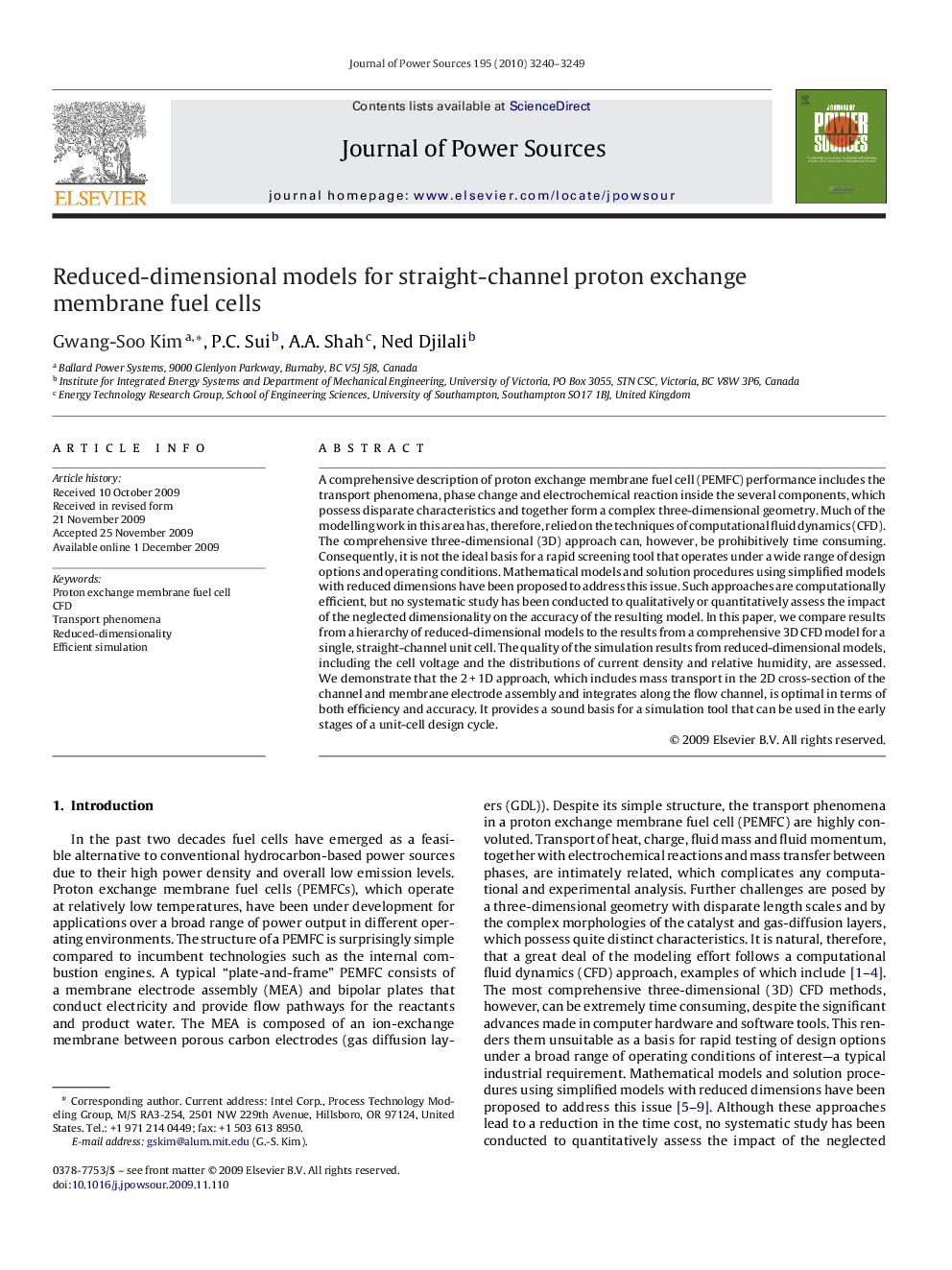 Reduced-dimensional models for straight-channel proton exchange membrane fuel cells