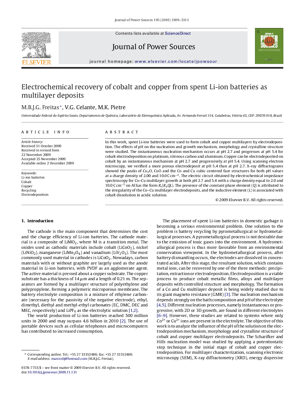 Electrochemical recovery of cobalt and copper from spent Li-ion batteries as multilayer deposits