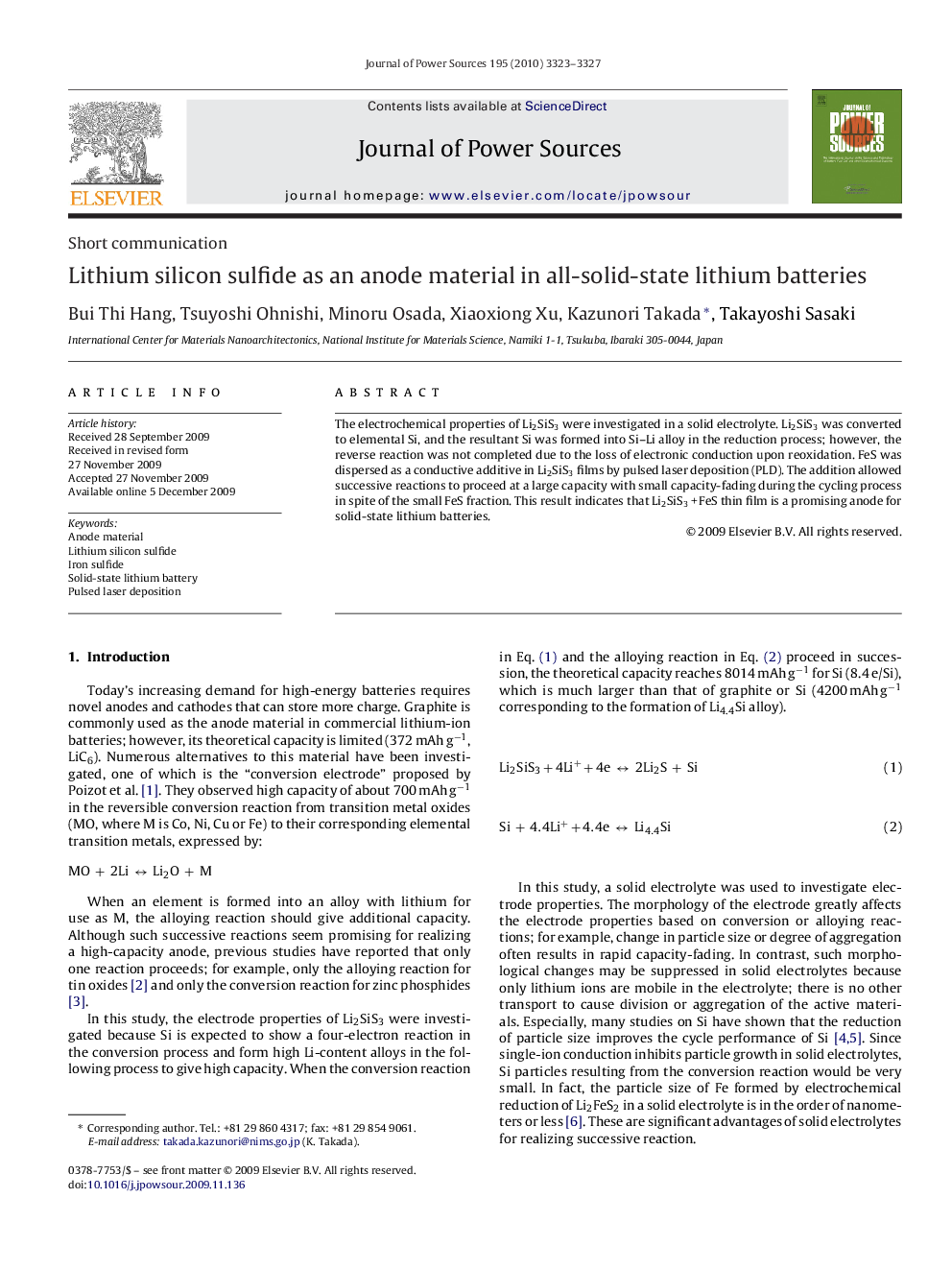 Lithium silicon sulfide as an anode material in all-solid-state lithium batteries