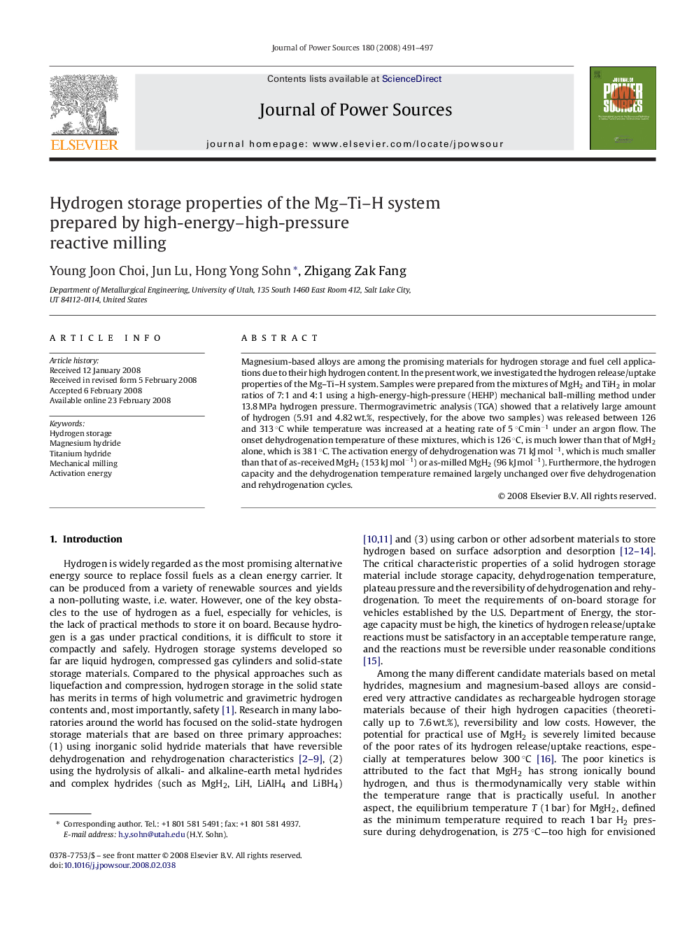 Hydrogen storage properties of the Mg–Ti–H system prepared by high-energy–high-pressure reactive milling