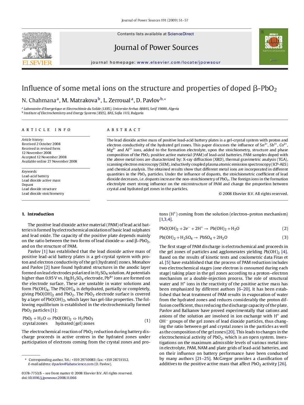 Influence of some metal ions on the structure and properties of doped β-PbO2