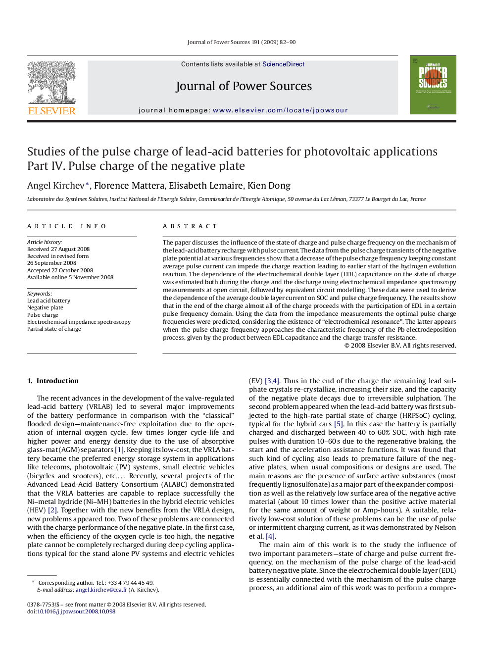 Studies of the pulse charge of lead-acid batteries for photovoltaic applications: Part IV. Pulse charge of the negative plate