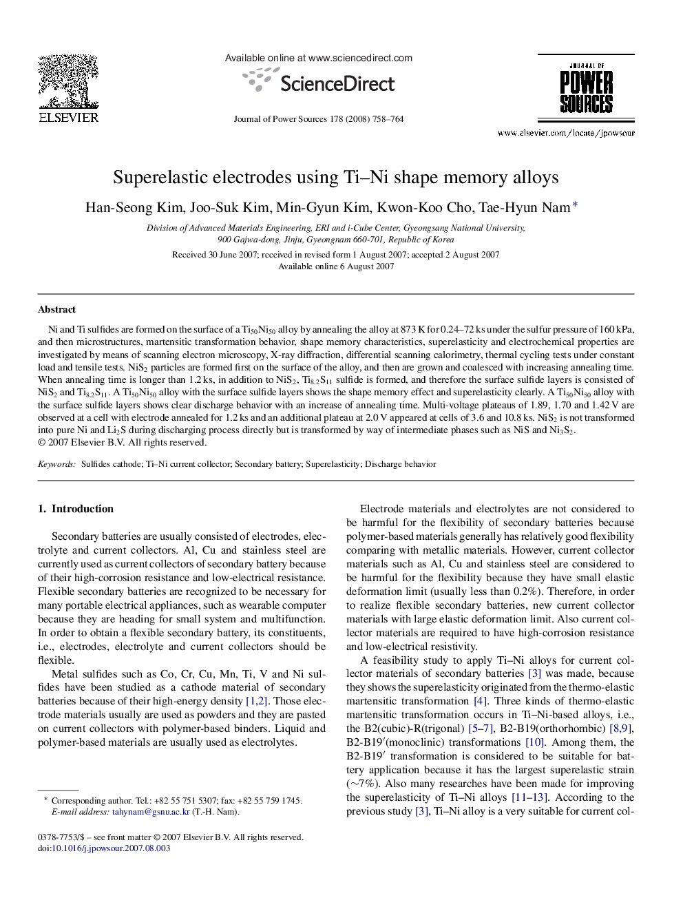 Superelastic electrodes using Ti–Ni shape memory alloys