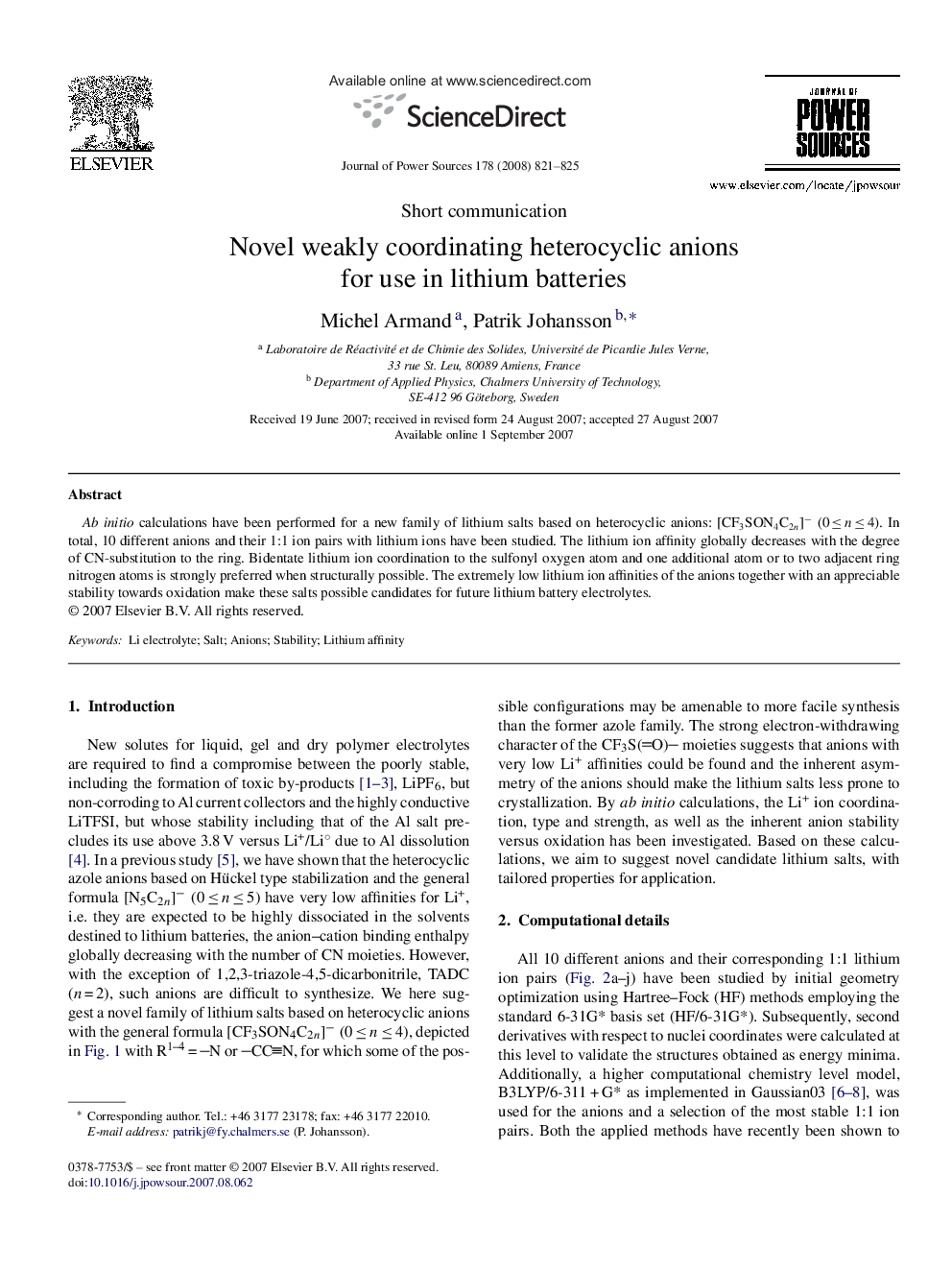 Novel weakly coordinating heterocyclic anions for use in lithium batteries