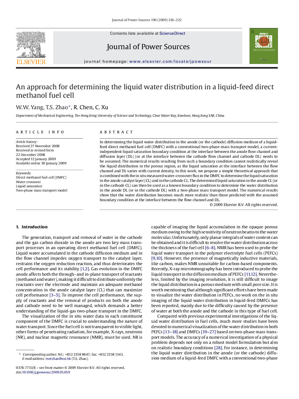 An approach for determining the liquid water distribution in a liquid-feed direct methanol fuel cell