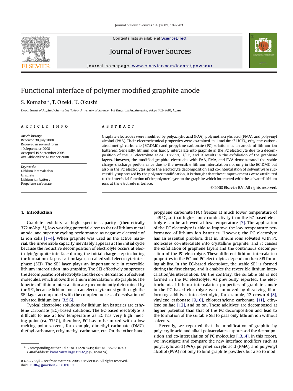 Functional interface of polymer modified graphite anode